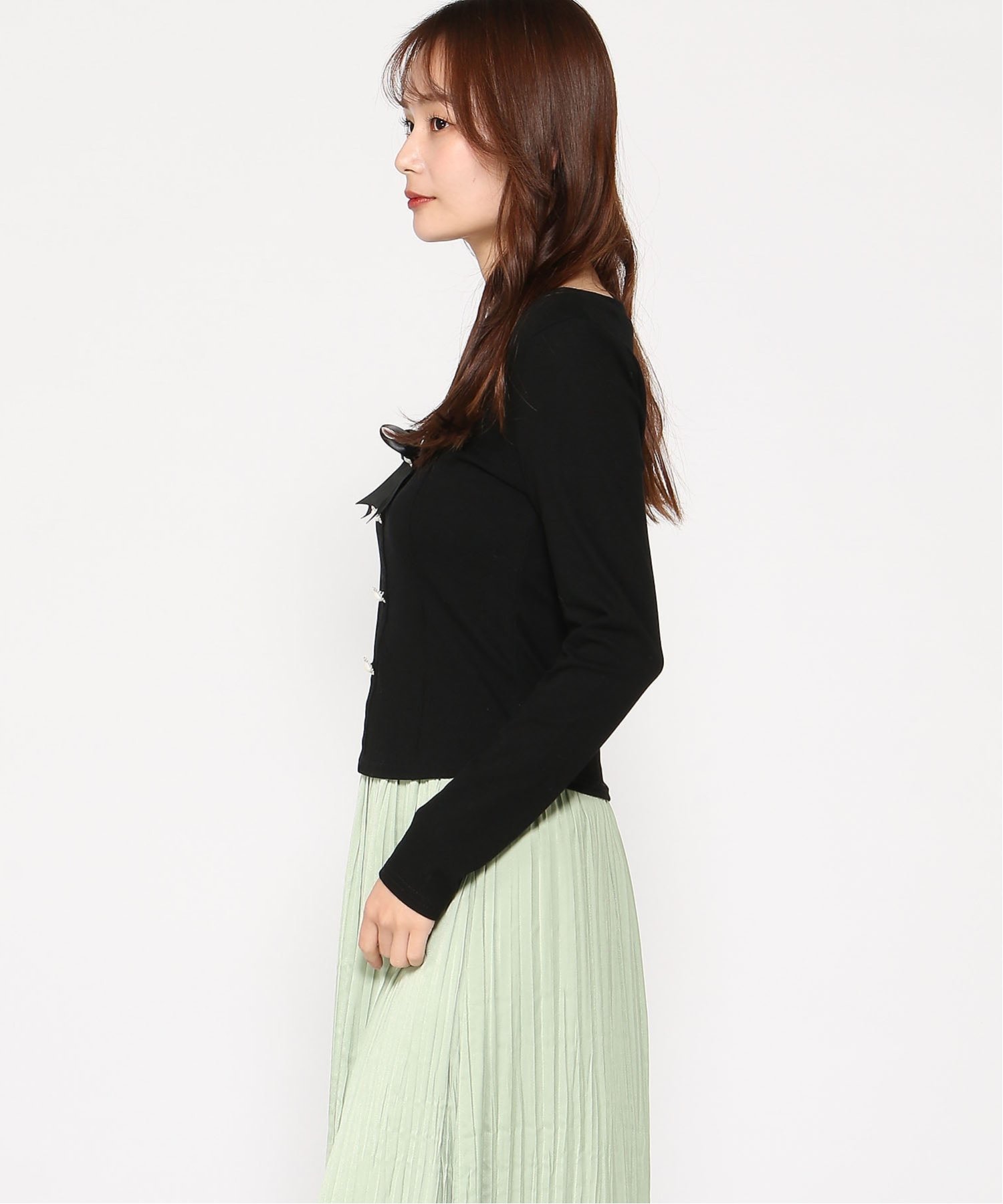 VIVIDLADY VIVIDLADY/(W)レースキャミドッキング ロンT ビビッドレディー トップス カットソー・Tシャツ ブラック ホワイト