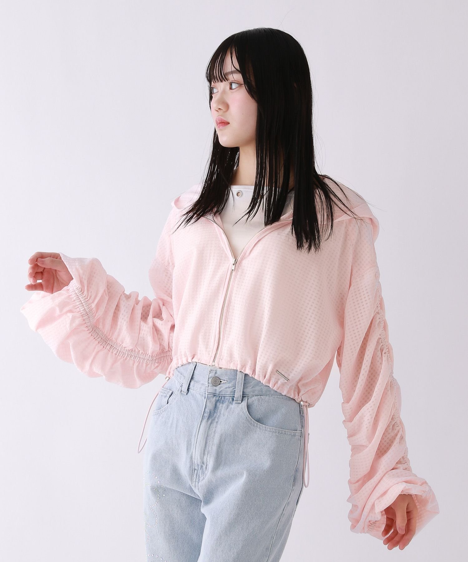 repipi armario シャーリングシアーシャツパーカー レピピアルマリオ トップス シャツ・ブラウス ピンク ブラック ホワイト【送料無料】