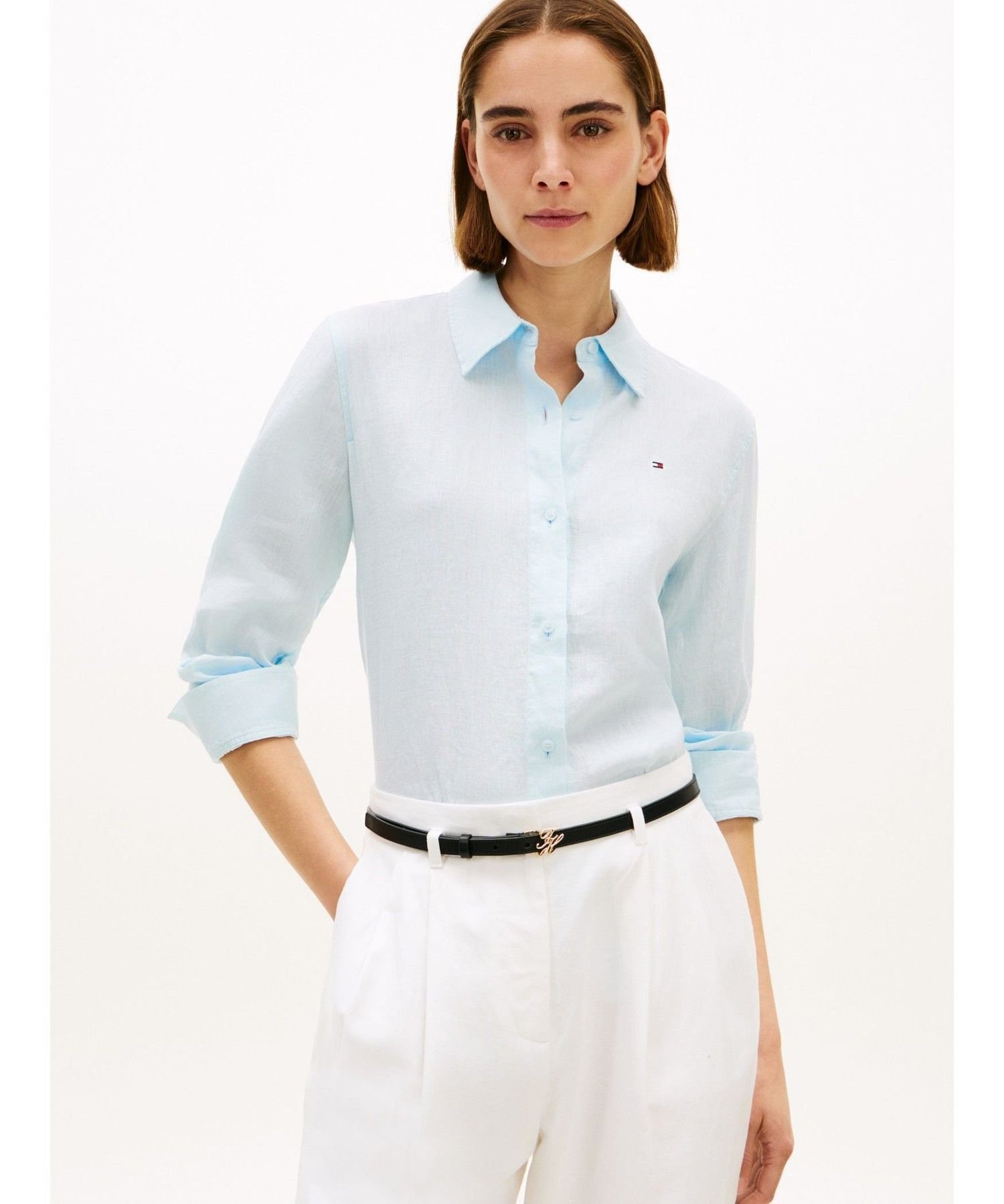 TOMMY HILFIGER リネンリラックスシャツ26SS トミーヒルフィガー トップス シャツ・ブラウス グリーン ベージュ ブルー ホワイト ピンク【送料無料】