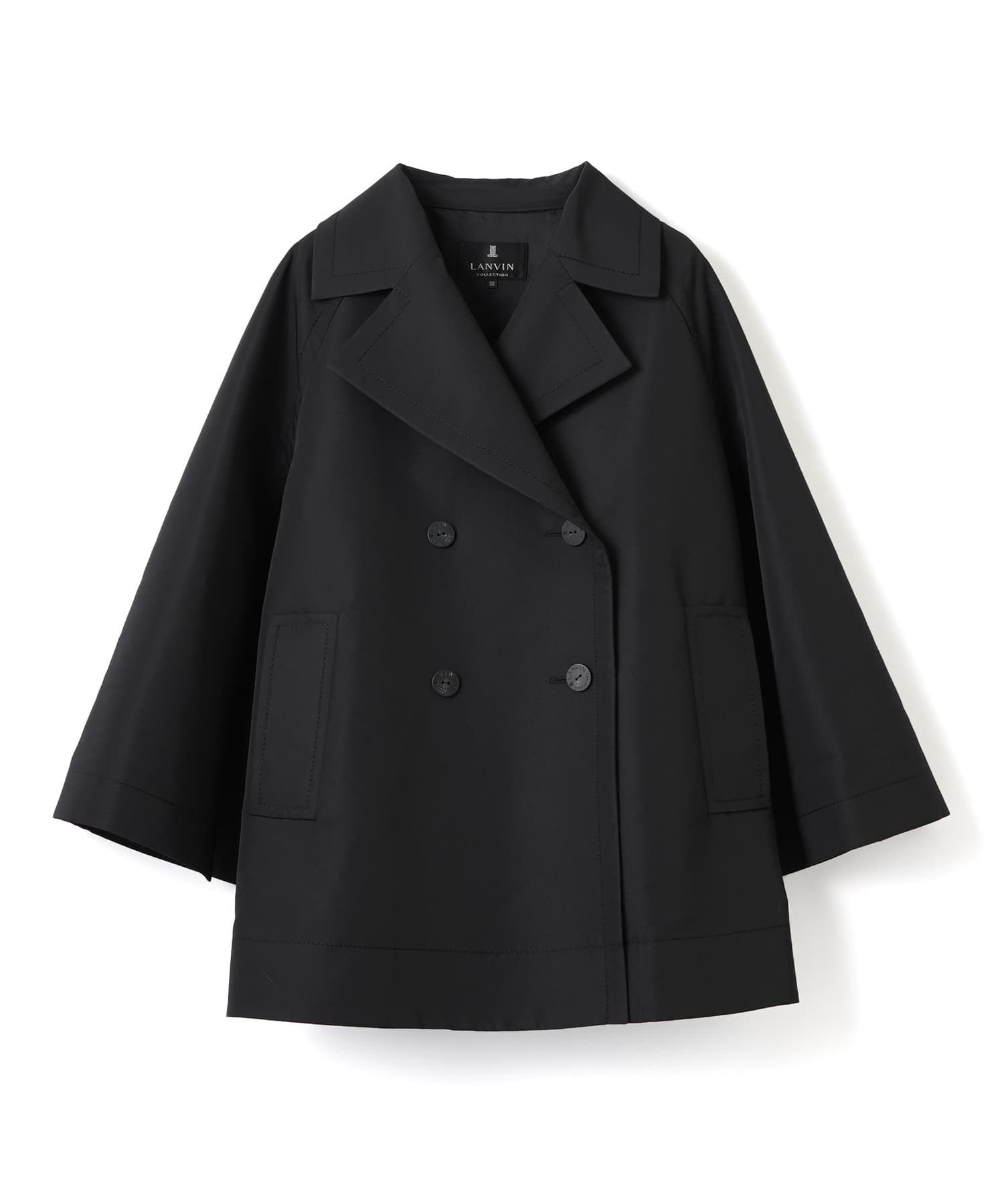 【SALE／60%OFF】LANVIN COLLECTION マントスリーブコート ランバン コレクション ジャケット・アウター その他のジャケット・アウター ホワイト ブラック【送料無料】