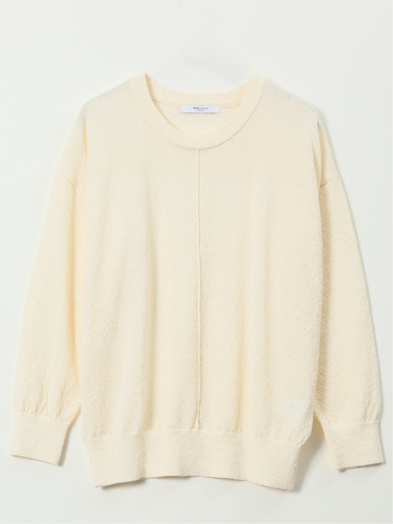 Crew Neck - 【SALE／10%OFF】m.f.editorial ハンドウォッシャブル センターハギ クルーネック ニット プルオーバー タカキュー トップス ニット ホワイト【送料無料】