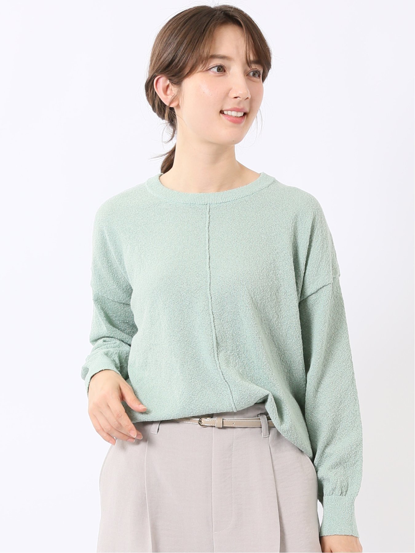 【SALE／10%OFF】m.f.editorial ハンドウォッシャブル センターハギ クルーネック ニット プルオーバー タカキュー トップス ニット ホワイト【送料無料】