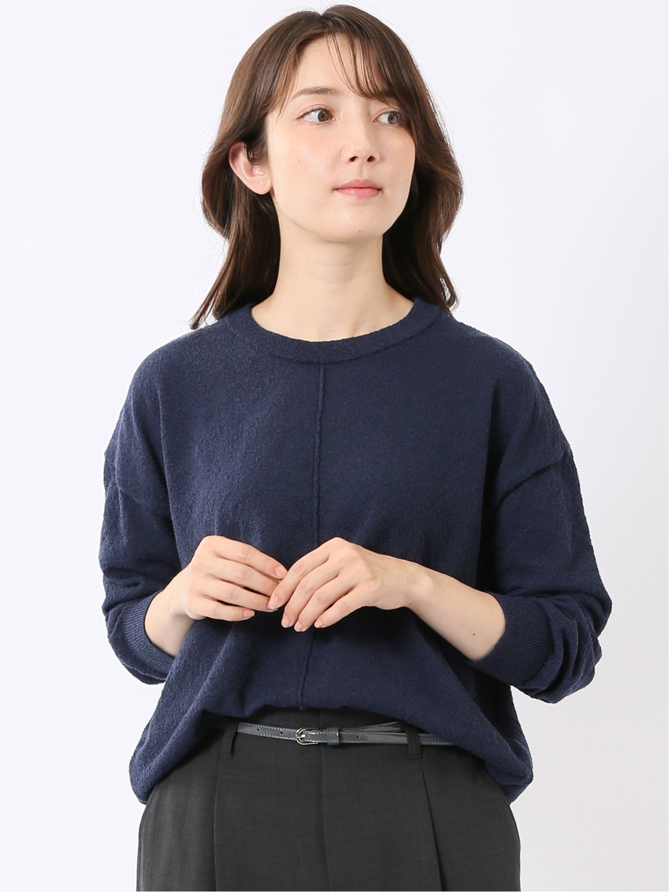 【SALE／10%OFF】m.f.editorial ハンドウォッシャブル センターハギ クルーネック ニット プルオーバー タカキュー トップス ニット ホワイト【送料無料】