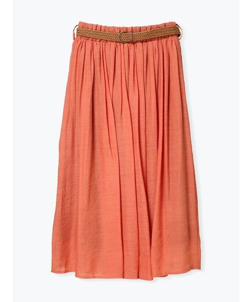Ludic Park Belted Slub Gathered Long Skirt (Ludic Park Skirts, Other Skirts) Available in Blue, Gray, Khaki Green, Orange, and White.