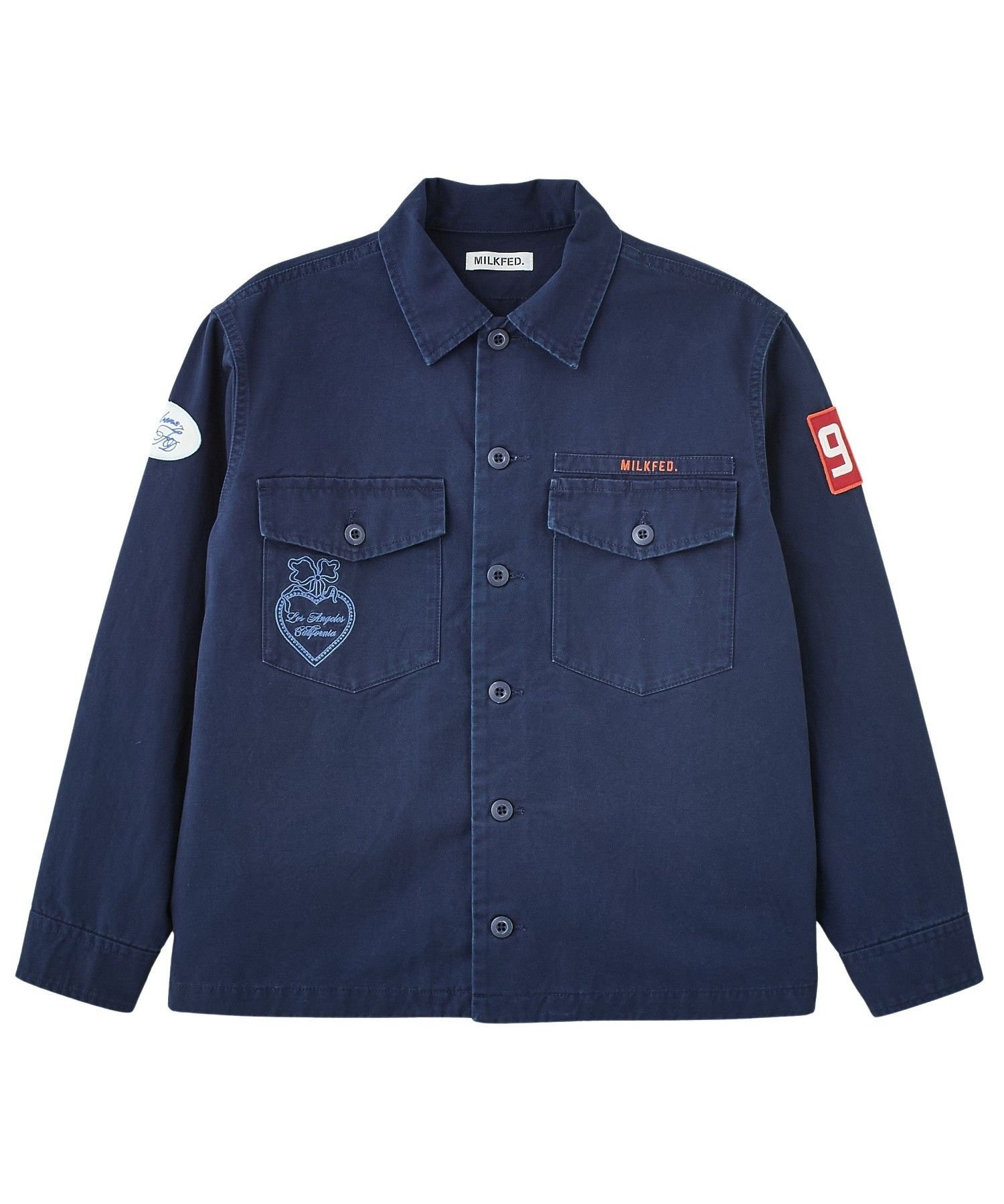 MILKFED. PATCHED UTILITY SHIRT ミルクフェド トップス シャツ・ブラウス グリーン ネイビー ベージュ