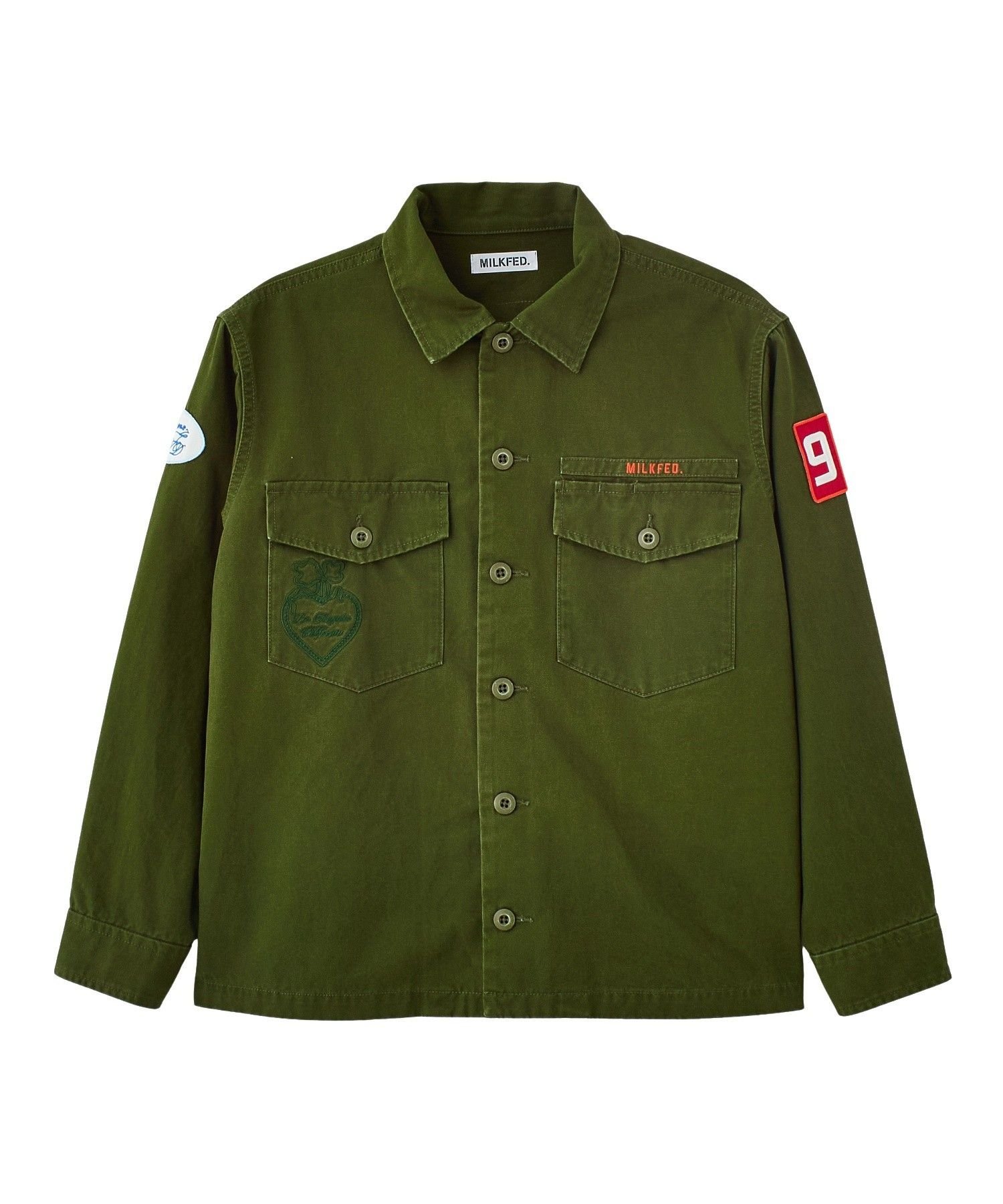 MILKFED. PATCHED UTILITY SHIRT ミルクフェド トップス シャツ・ブラウス グリーン ネイビー ベージュ