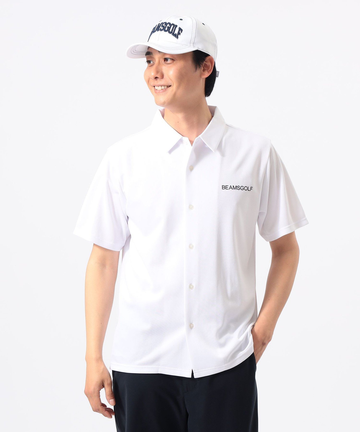 BEAMS GOLF ORANGE LABEL ORANGE LABEL / ストレッチ バックロゴ フロントオープン ポロシャツ(吸水速乾・UVカット) ビームス ゴルフ トップス ポロシャツ ホワイト ネイビー レッド【送料無料】