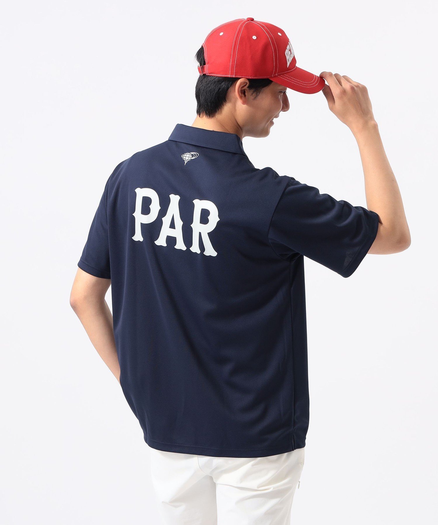 BEAMS GOLF ORANGE LABEL ORANGE LABEL / ストレッチ バックロゴ フロントオープン ポロシャツ(吸水速乾・UVカット) ビームス ゴルフ トップス ポロシャツ ホワイト ネイビー レッド【送料無料】