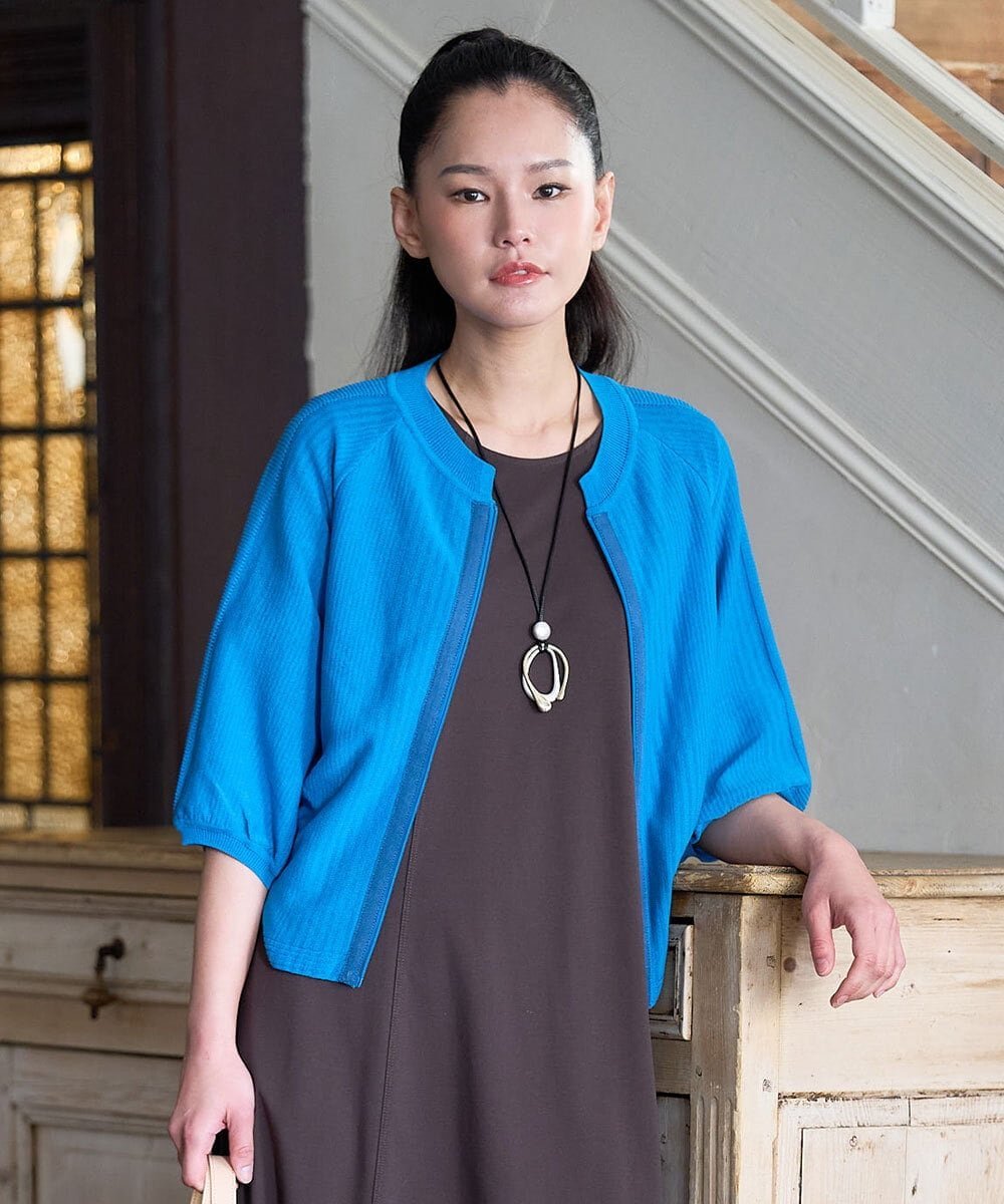 【SALE／50%OFF】HIROKO BIS リブポイントコンパクトニットカーディガン /洗える ヒロコ ビス トップス カーディガン ブラック ホワイト【送料無料】