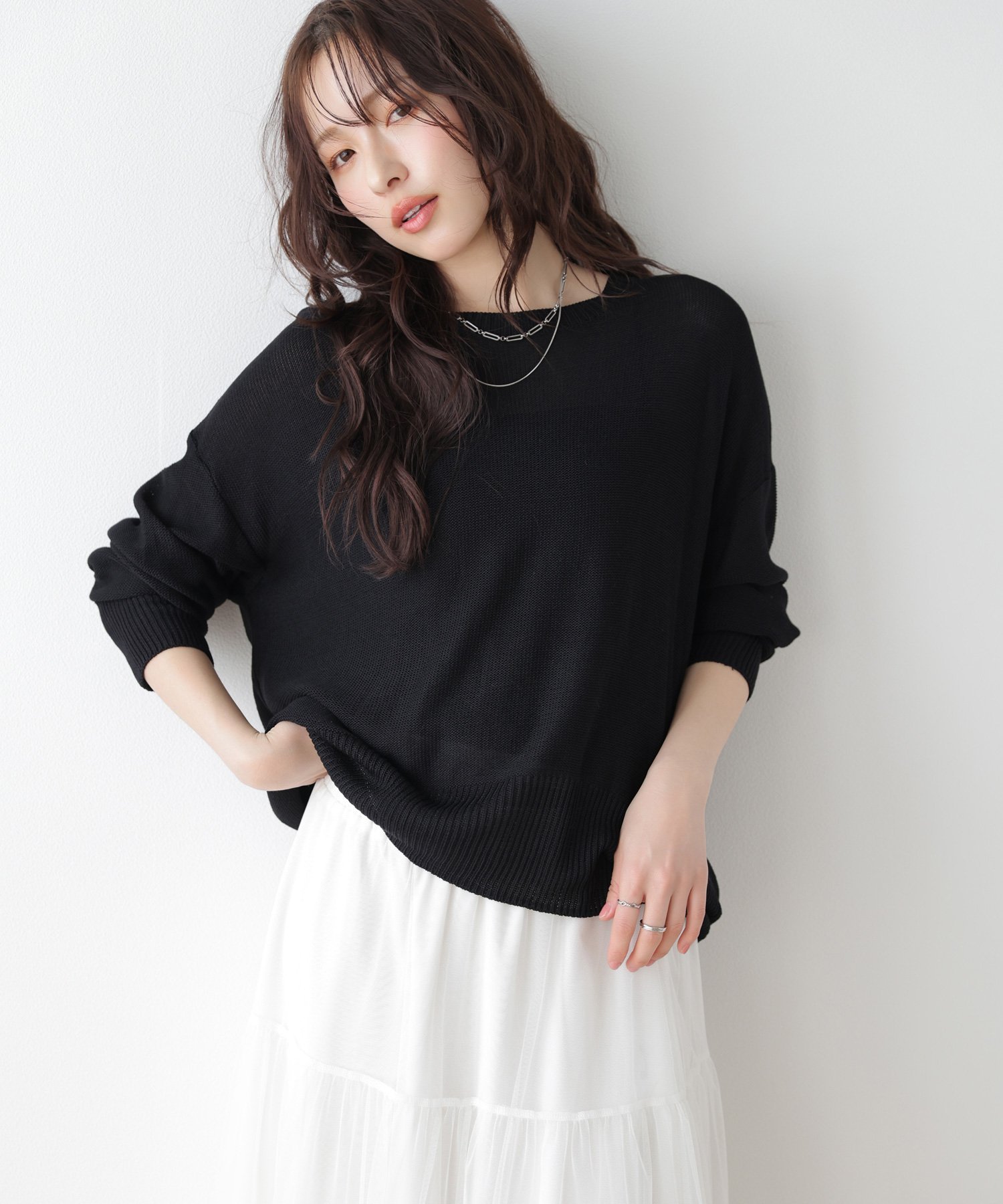 La-gemme シアーニット プルオーバー ラジュール トップス ニット ピンク イエロー ブラック