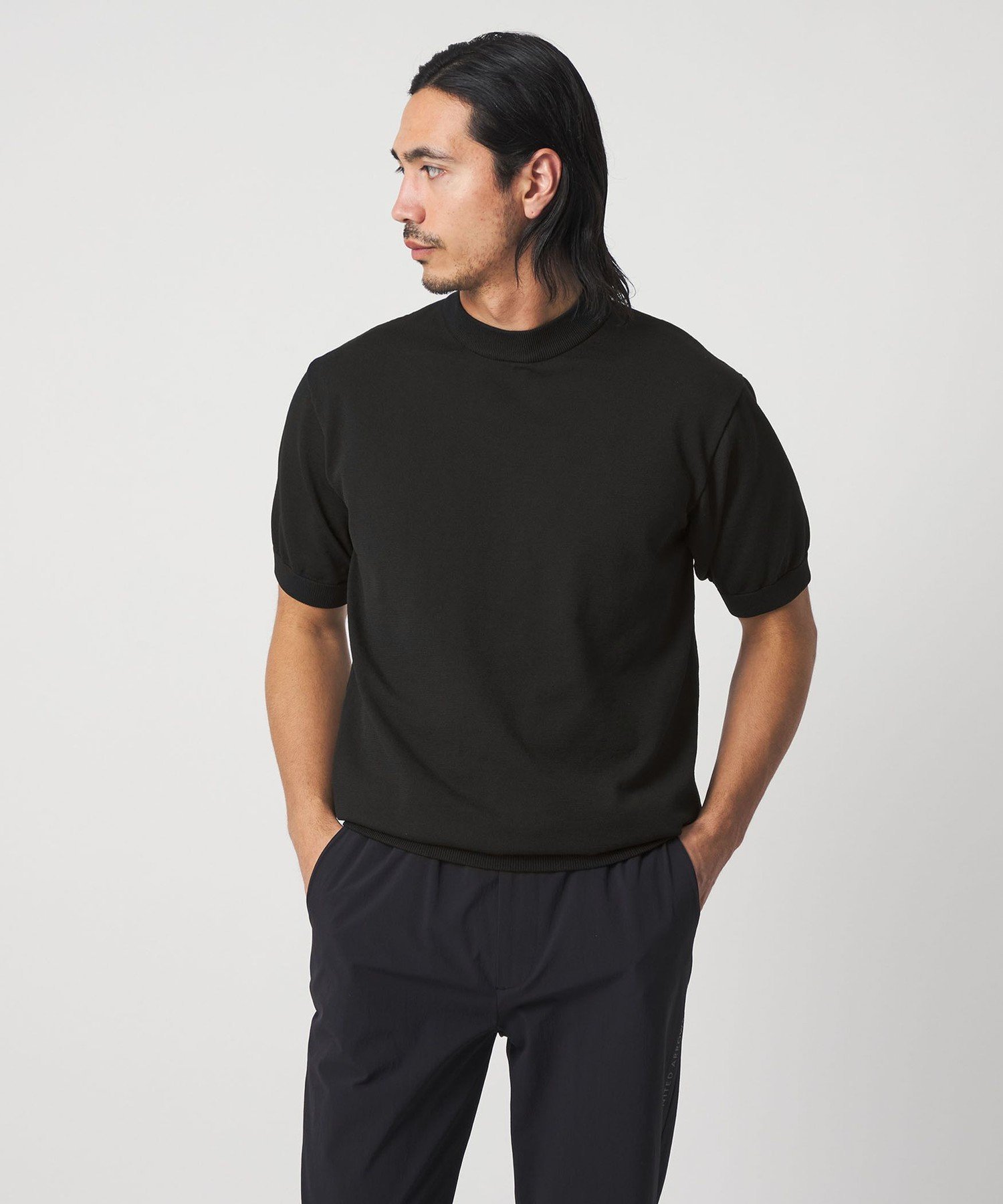 UNITED ARROWS GOLF メンズ ハイゲージ ショートスリーブ モックネック ニット ユナイテッドアローズ トップス ニット ベージュ ブラック【送料無料】