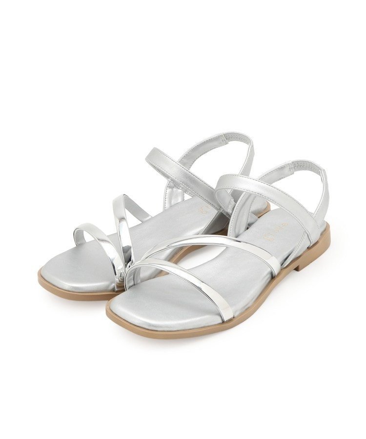 【SALE／19%OFF】grove メタルダブルラインワンタッチサンダル グローブ シューズ・靴 サンダル ブラウン シルバー ブラック【送料無料】