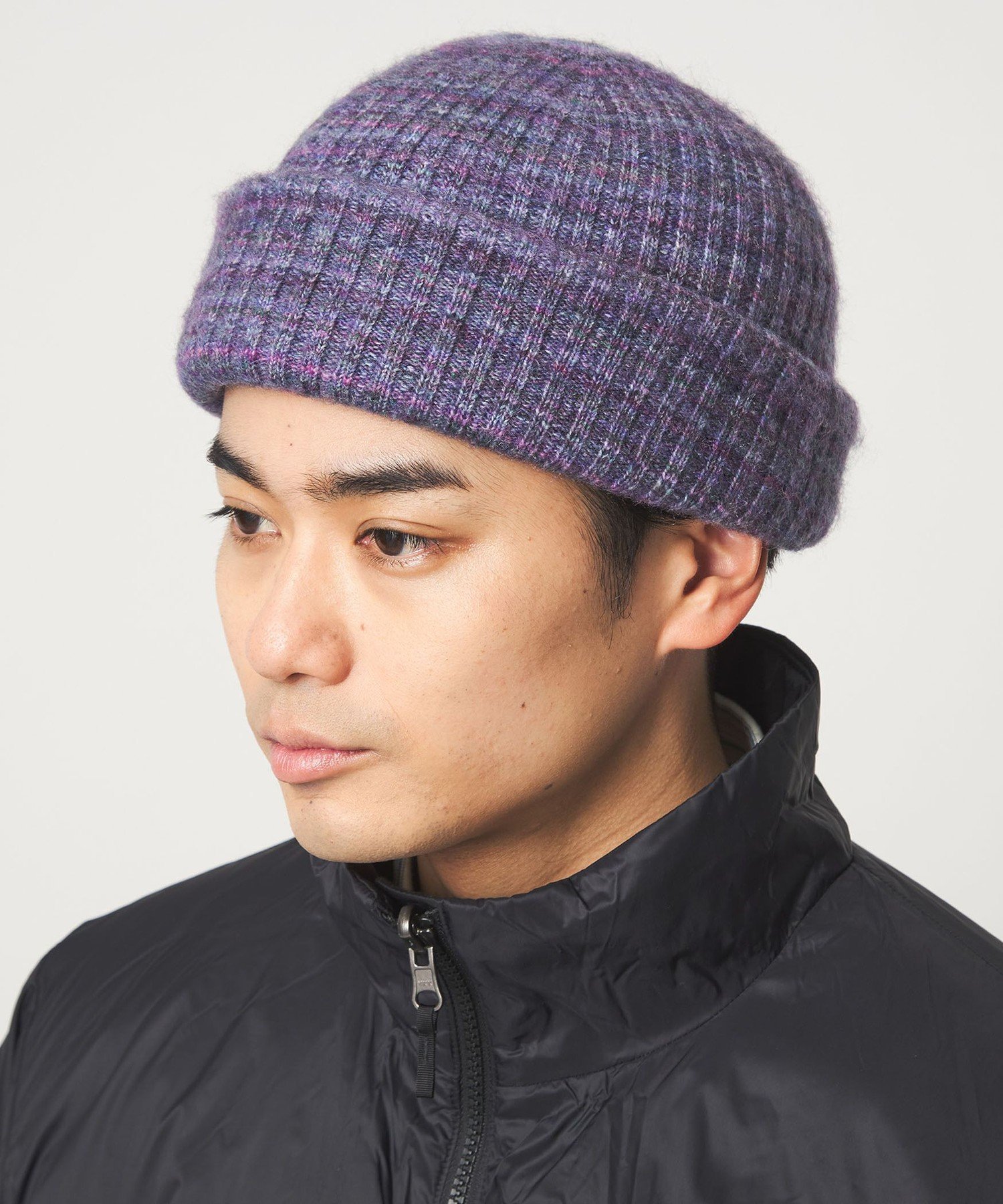 [SALE/40%OFF]UNITED ARROWS green label relaxing GLR 믹스 비니 니트 캡 유나이티드 아로즈 아울렛 모자 니트 모자·비니 퍼플 블랙 브라운