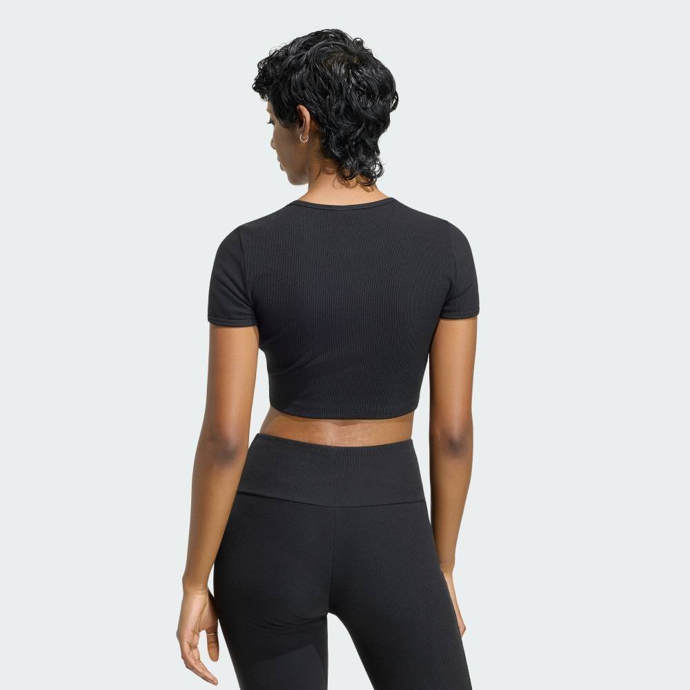 【公式】アディダス adidas 返品可 エッセンシャルリブTシャツ / ESSENTIALS RIB TEE アディダス トップス カットソー・Tシャツ ブラック