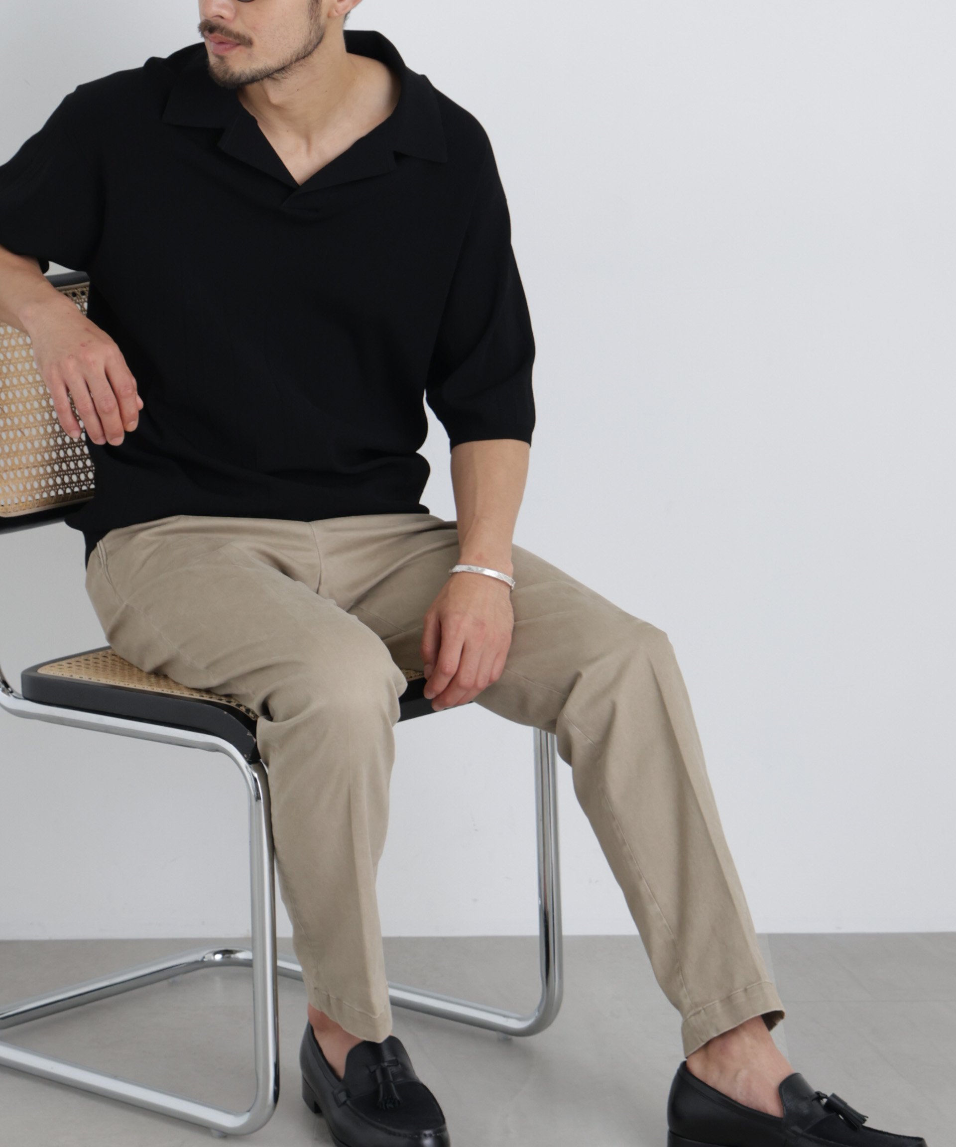NANO universe NewOnTrousers フェードサテンSlim テーパー ナノユニバース パンツ その他のパンツ ベージュ ブラック カーキグリーン