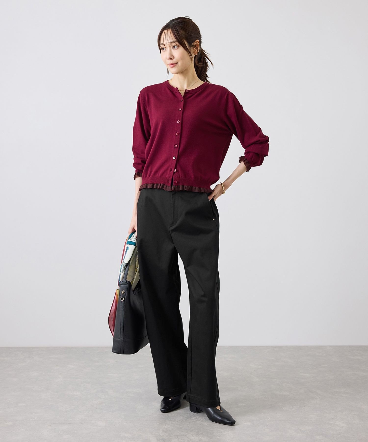 【SALE／30%OFF】ROPE' PICNIC セミバレルパンツ ロペピクニック パンツ その他のパンツ ブラック ホワイト【送料無料】 stylife-15772816 Rakuten Fashion サンプル画像3