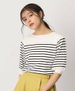 【SALE/30%OFF】SHOO・LA・RUE 【洗える/UVカット/五分袖】気になる二の腕カバーにも ラウンドネック ボーダーニット シューラルー トップス...