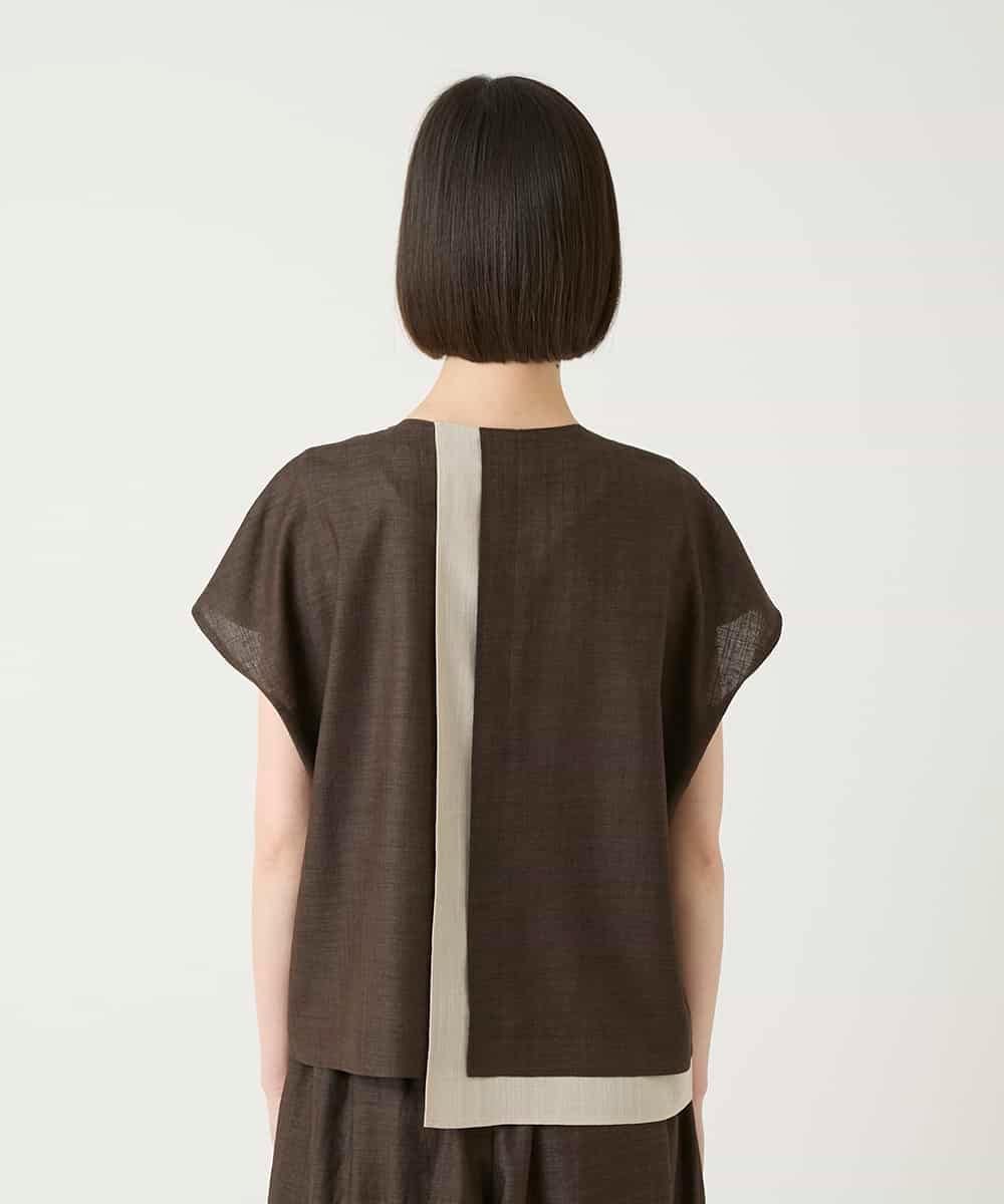 HIROKO BIS GRANDE 【大きいサイズ】カラーブロックデザインブラウス /洗える ヒロコ ビス グランデ トップス シャツ・ブラウス ブラウン