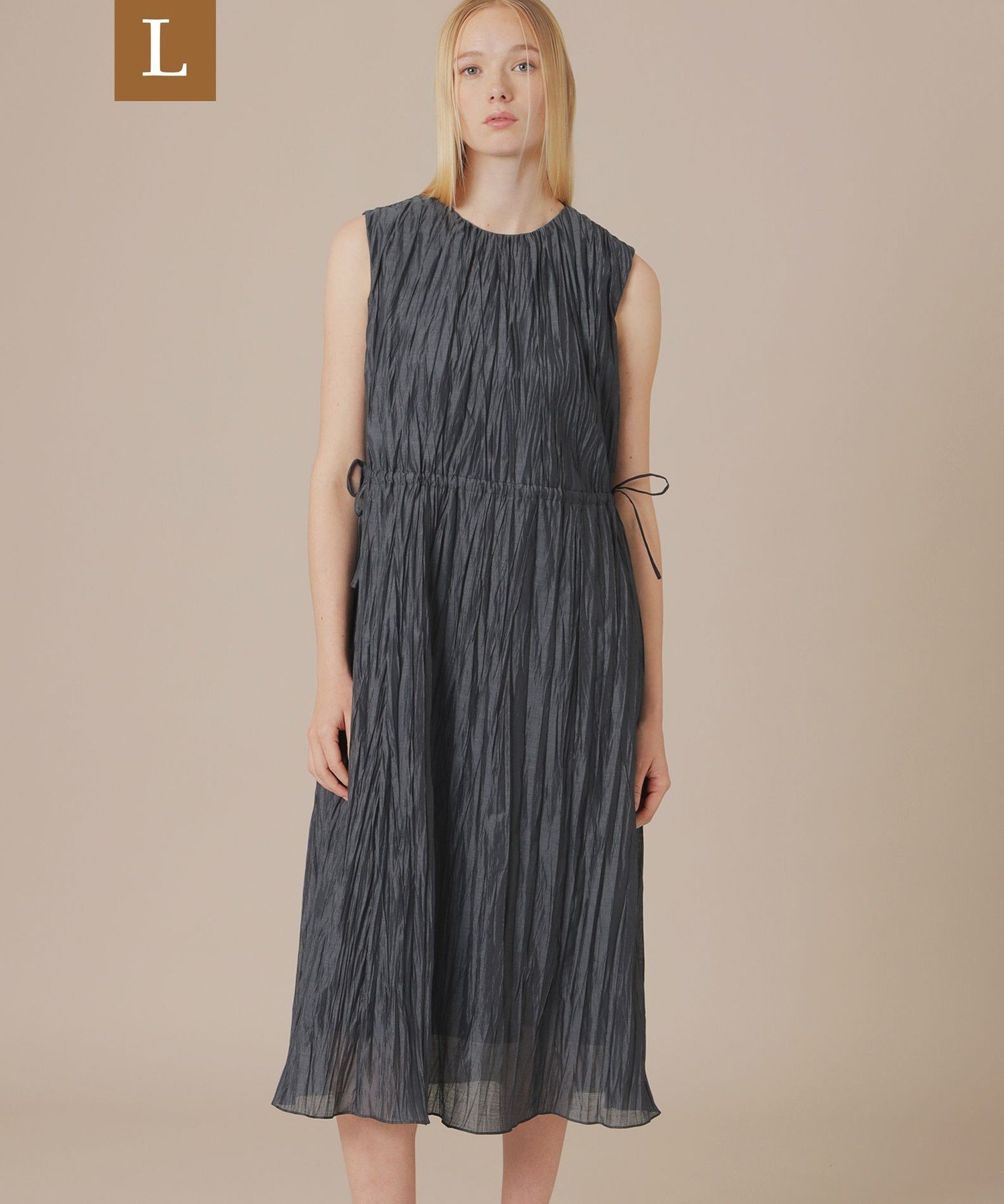 (L Size) 【L】ワッシャーカールマイヤーワンピース マッキントッシュ ロンドン ワンピース・ドレス ワンピース ベージュ グレー