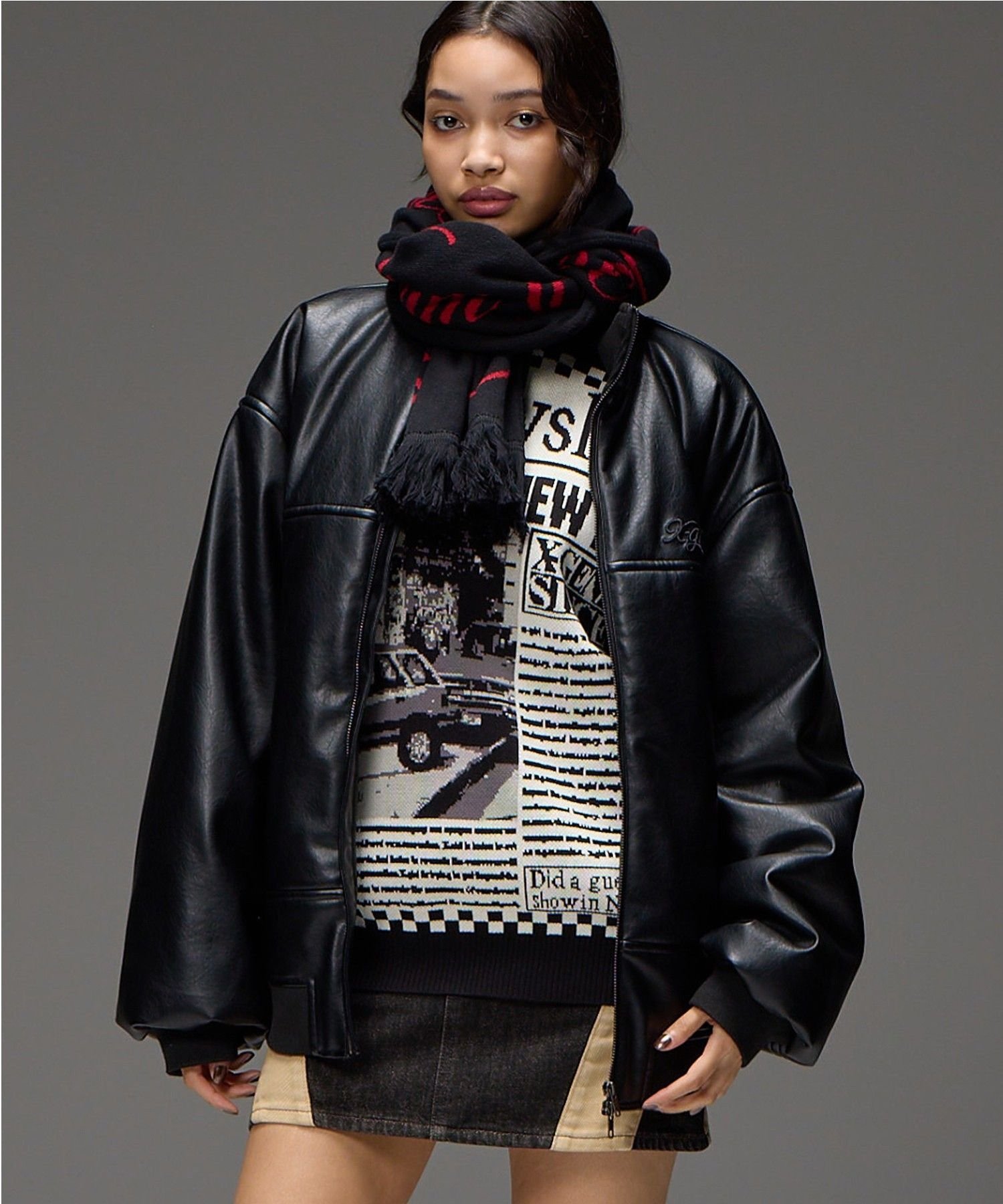 X-girl FAUX LEATHER PADDED JACKET エックスガール ジャケット・アウター その他のジャケット・アウター ブラック