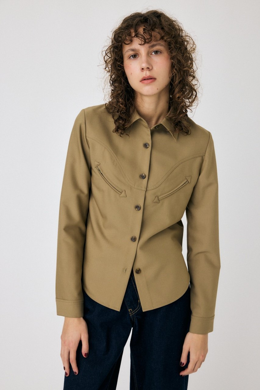 【SALE／50%OFF】MOUSSY CURVE POCKET DETAILシャツ マウジー トップス シャツ・ブラウス ベージュ グレー【送料無料】のサムネイル