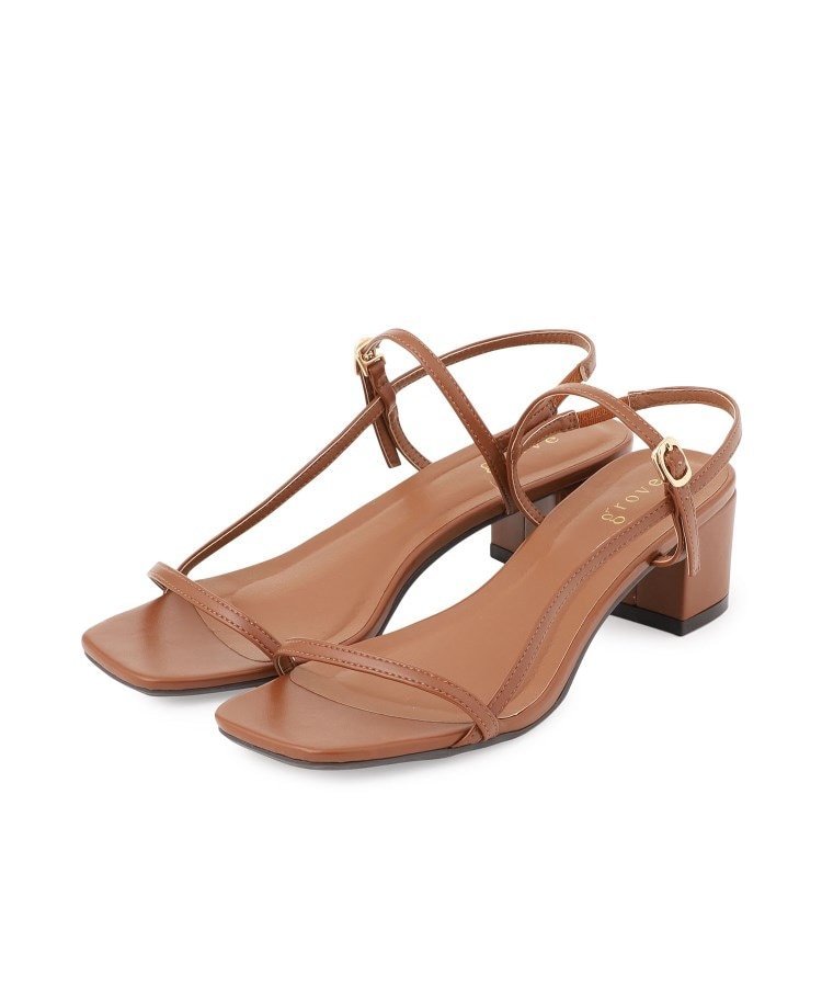 【SALE／54%OFF】grove 【細めのストラップでトレンド感◎】スリムストリングヒールサンダル グローブ シューズ・靴 サンダル ブラック ブラウン