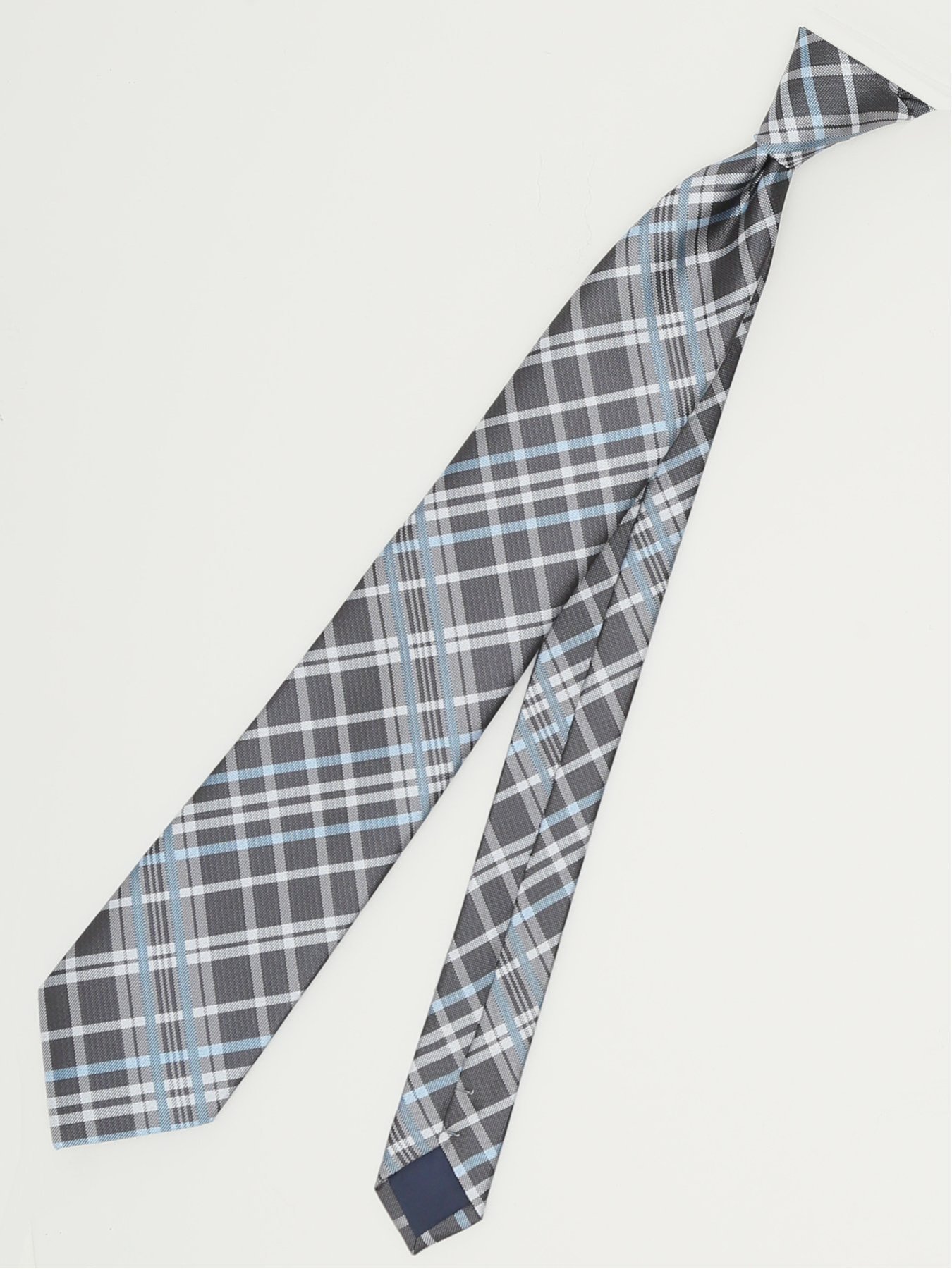 m.f.editorial エコウォッシャブル チェック柄 レギュラータイ 8.0cm幅 タカキュー スーツ・フォーマル ネクタイ・蝶ネクタイ グレー