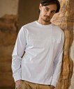 1PIU1UGUALE3 RELAX 1PIU1UGUALE3 RELAX/スウィッチングロゴロングTシャツ シフォン トップス カットソー・Tシャツ ホワイト カーキグリーン ブラック【送料無料】