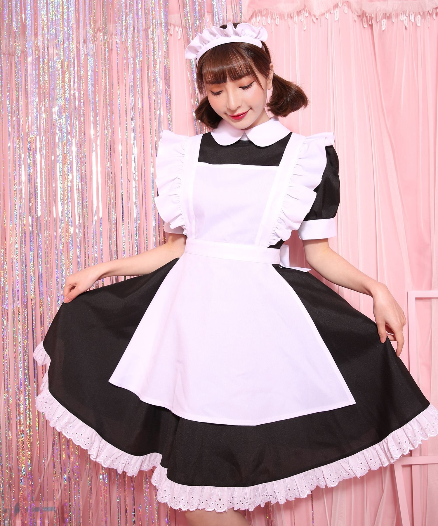 Brightlele 「 メイドコスチューム 」 ハロウィン コスプレ 仮装 メイド服 メイド 大人 女性 ブライトララ ファッション雑貨 その他のファッション雑貨 ブラック ブルー