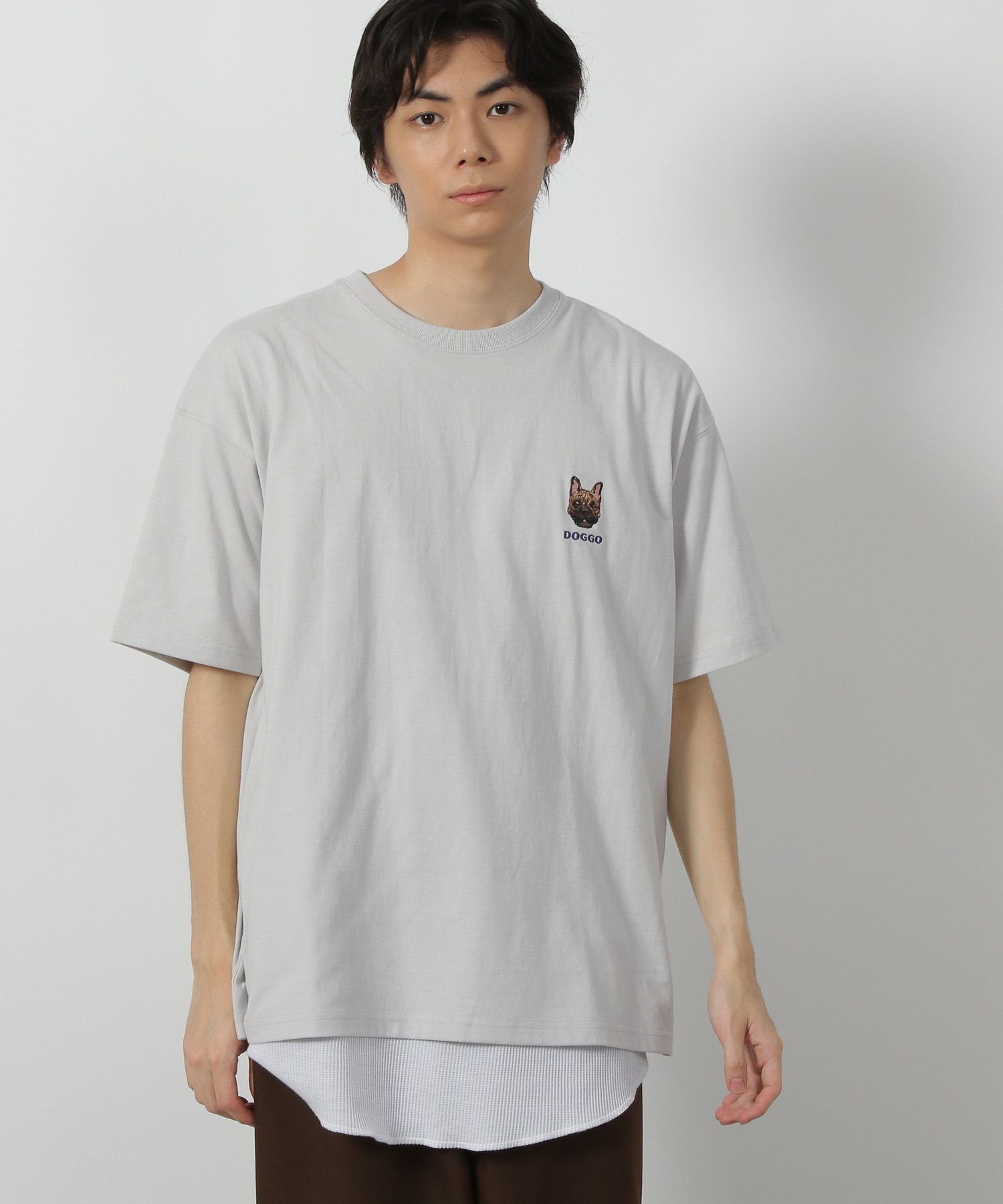 LAKOLE BIGワンポイント刺繍T ラコレ トップス カットソー・Tシャツ ホワイト ブラック パープル