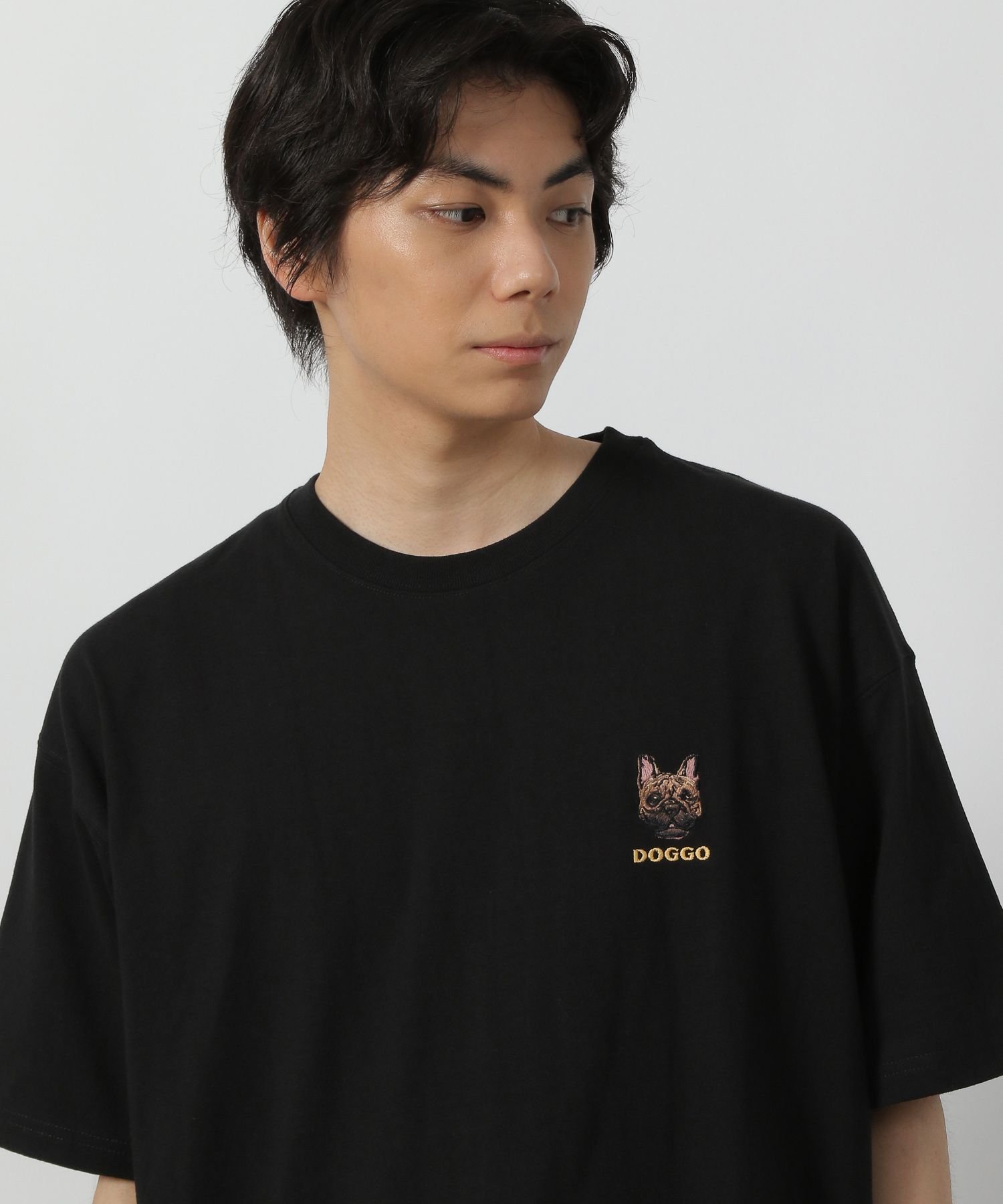 LAKOLE BIGワンポイント刺繍T ラコレ トップス カットソー・Tシャツ ホワイト ブラック パープル