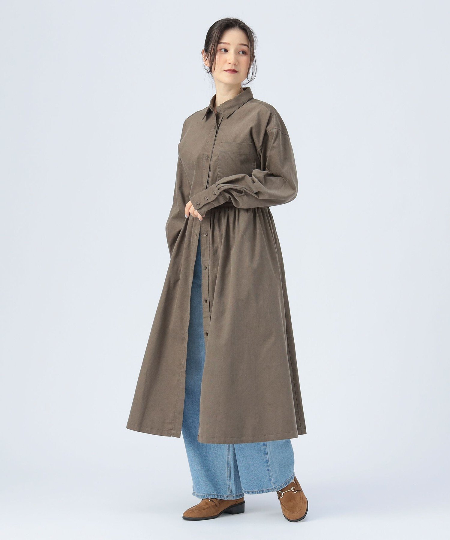 BEAMS HEART WOMEN フィット & フレア 細 コーデュロイ ワンピース ビームス ハート ワンピース・ドレス その他のワンピース・ドレス ブルー グレー ブラウン【送料無料】