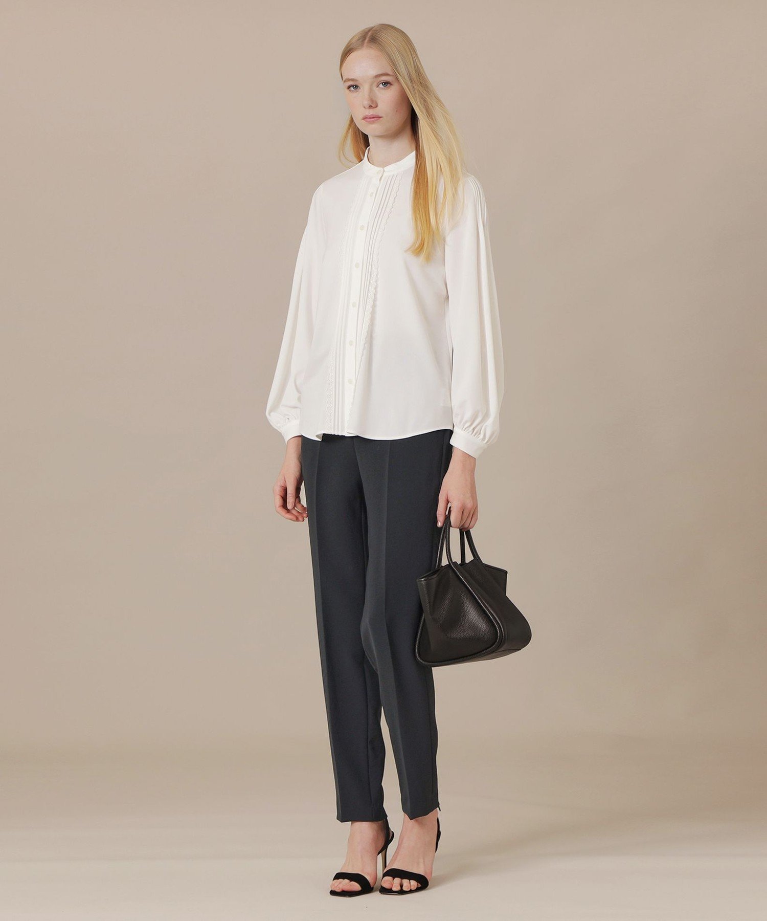 MACKINTOSH LONDON　(L Size) 【L】トリアセテートドライポンチブラウス マッキントッシュ ロンドン トップス その他のトップス ホワイト グレー【送料無料】
