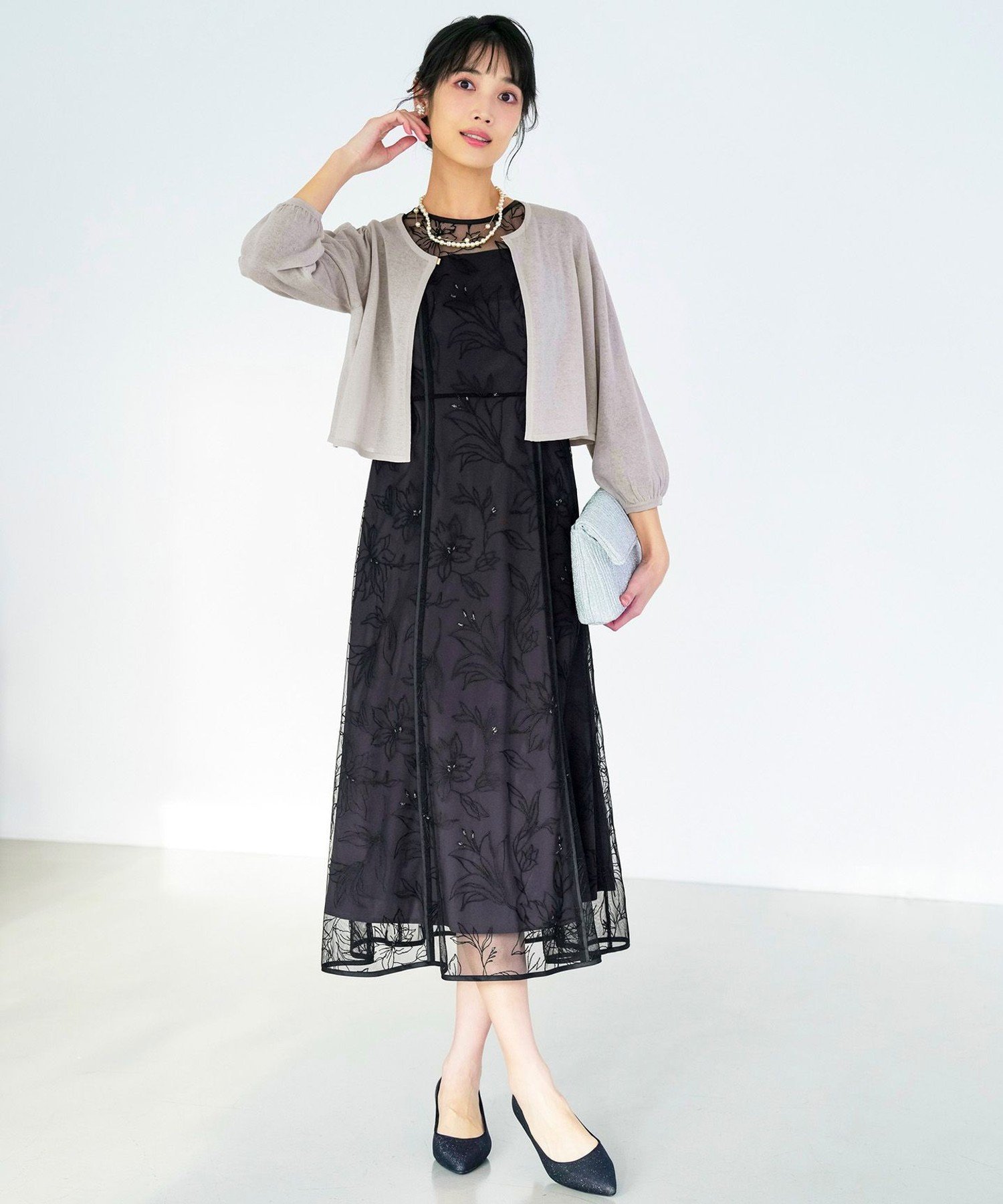 ANY SIS L 【Lily Calin】シャイニー ボレロ エニィスィス トップス カーディガン ベージュ【送料無料】