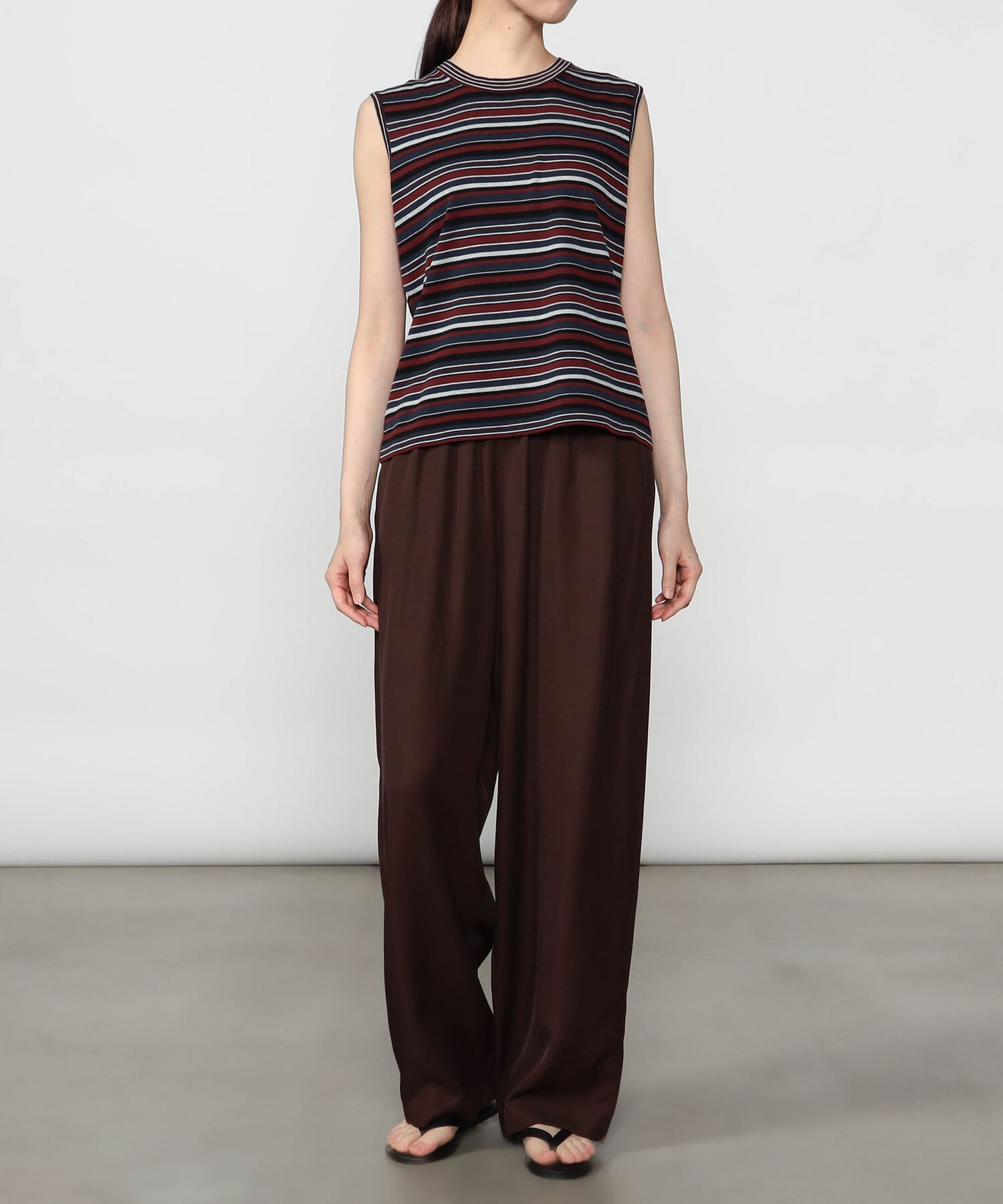 Bshop RYE TENDER ｜＜別注＞ボーダー ノースリーブニット WOMEN ビショップ トップス ニット ブラウン