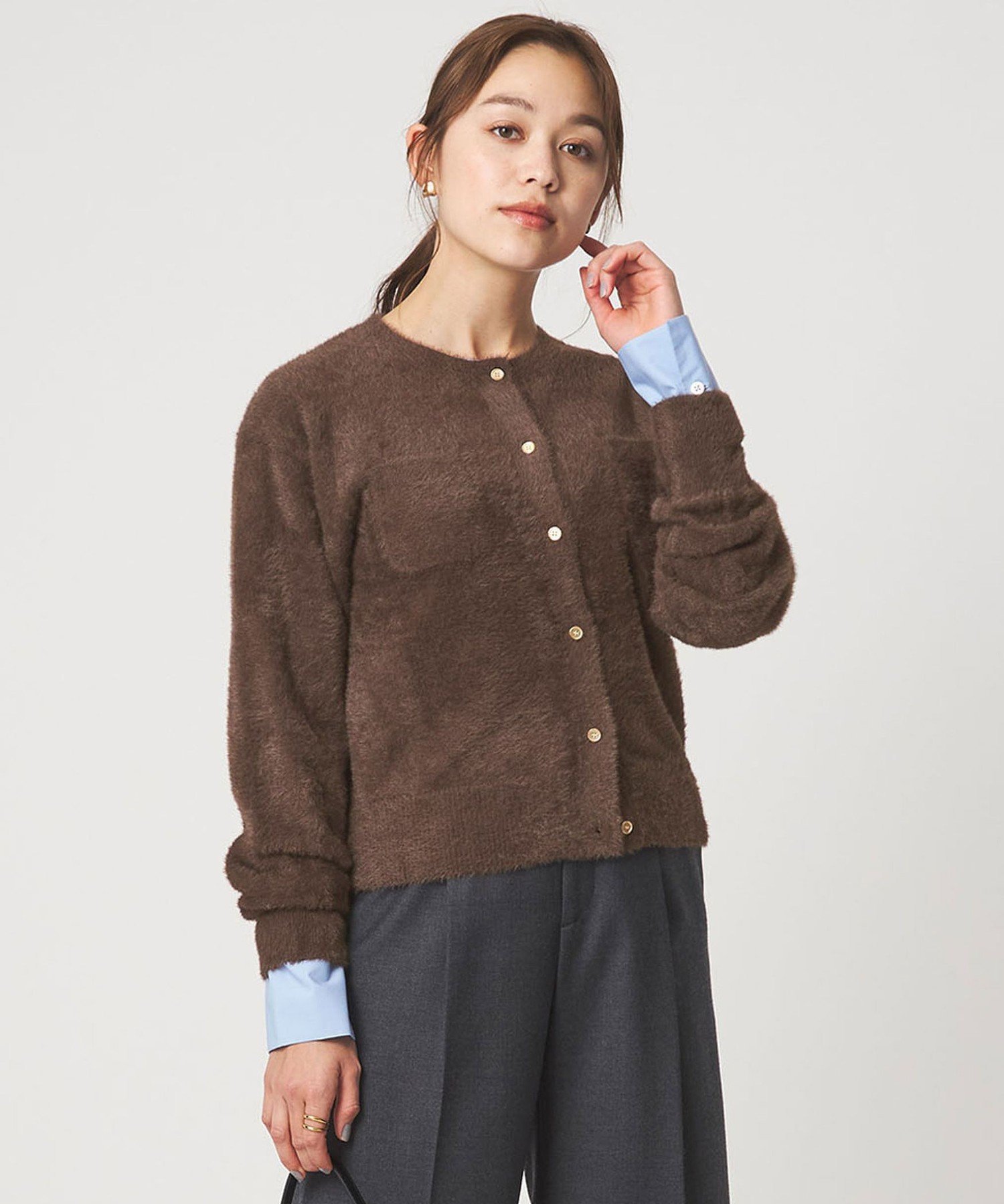 【SALE／50%OFF】UNITED ARROWS green label relaxing フラッフ フェザーヤーン ニット カーディガン ユナイテッドアローズ アウトレット トップス カーディガン ホワイト ブラウン ブラック【送料無料】