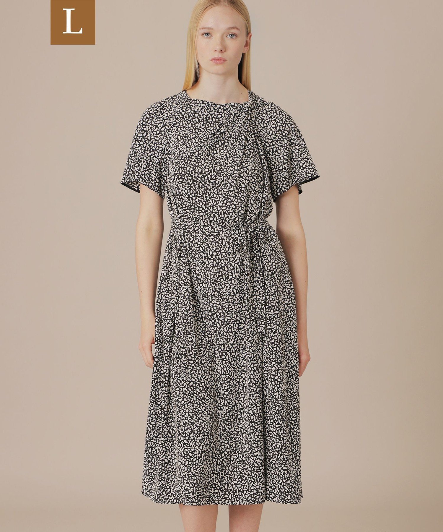 MACKINTOSH LONDON　(L Size) 【L】クランブルドットワンピース マッキントッシュ ロンドン ワンピース・ドレス ワンピース ブラック ベージュ【送料無料】