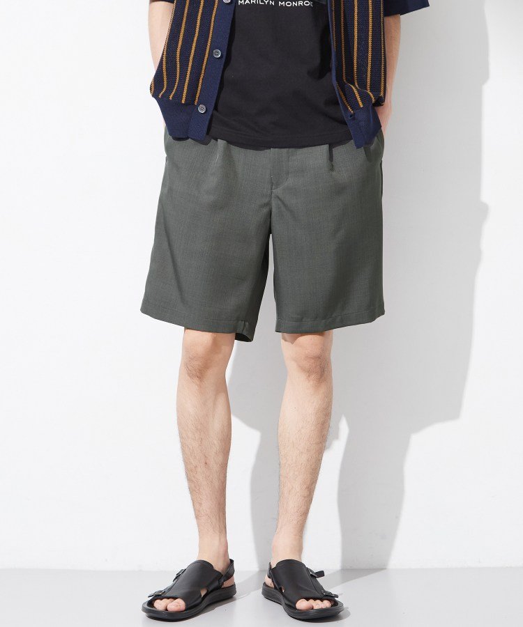 THE SHOP TK 【ベルト要らず/マシンウォッシャブル】ワイドショートイージーパンツ ザ ショップ ティーケー パンツ その他のパンツ ブラウン グレー