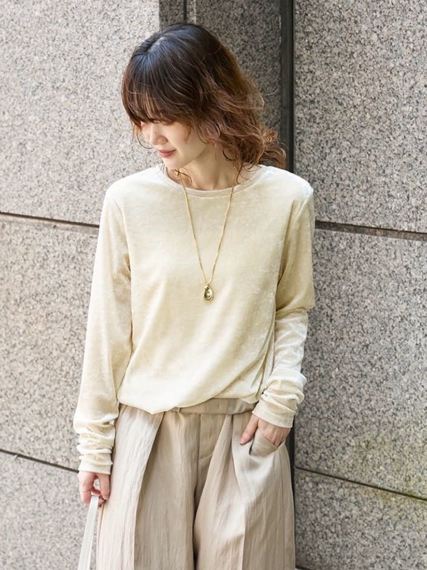 MIESROHE シアーモールメッシュねじりロンT ミースロエ トップス カットソー・Tシャツ ブラック