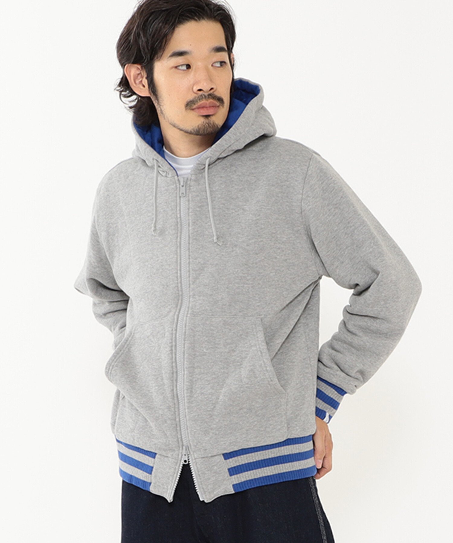 BEAMS MEN LOOPWHEELER * BEAMS PLUS / 別注 ダウン ジップ パーカー ビームス メン トップス スウェット・トレーナー グレー ネイビー【送料無料】