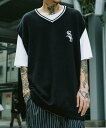 Subciety V-NECK KNIT VEST サブサエティ トップス ベスト ジレ ブラック グレー【送料無料】