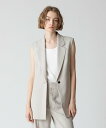 allureville 【セットアップ対応可能】麻調カルゼサイドオープンジレ アルアバイル トップス ベスト・ジレ ブラック ベージュ ネイビー【送料無料】