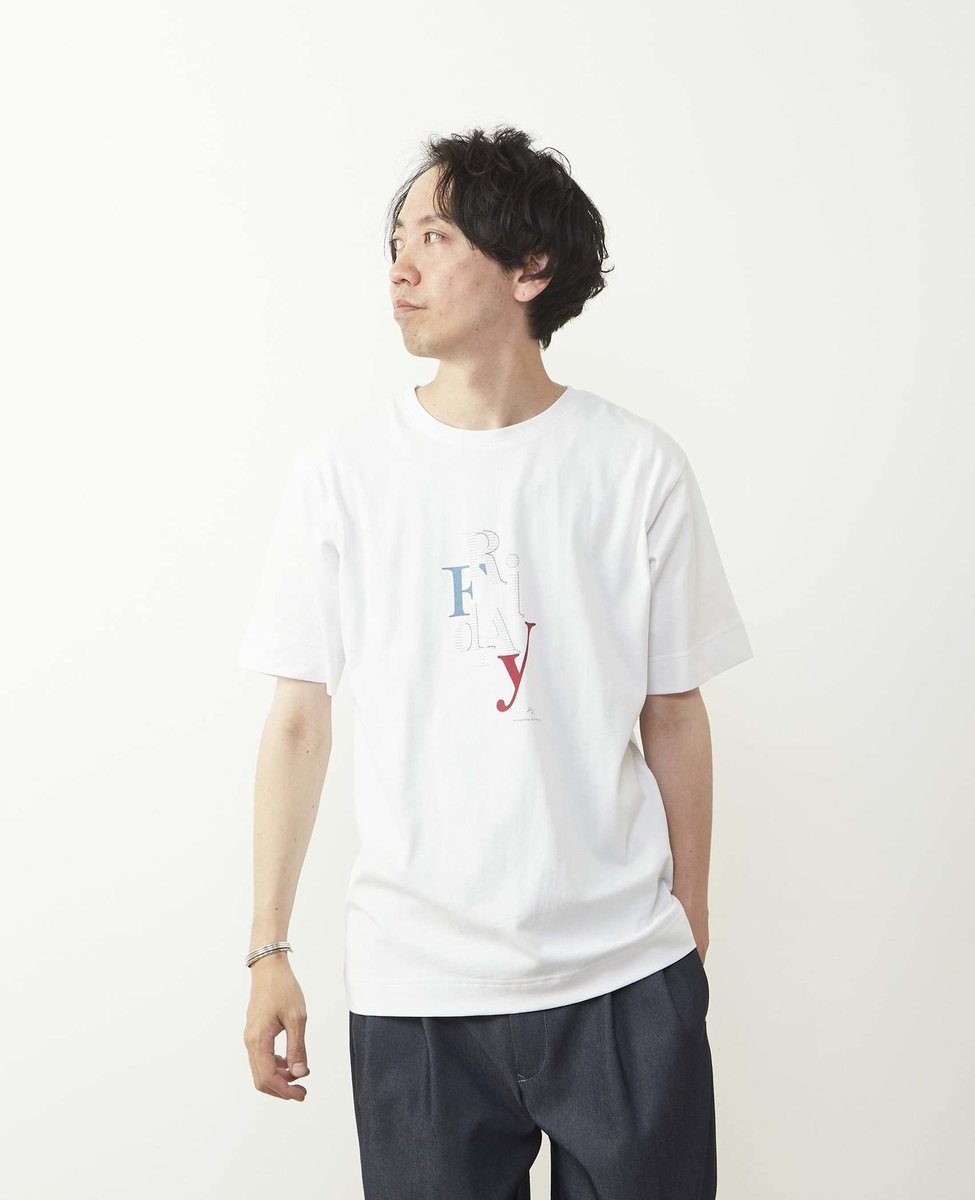 MEN'S MELROSE 40/2天竺 プリントTシャツ メンズメルローズ トップス カットソー・Tシャツ ホワイト