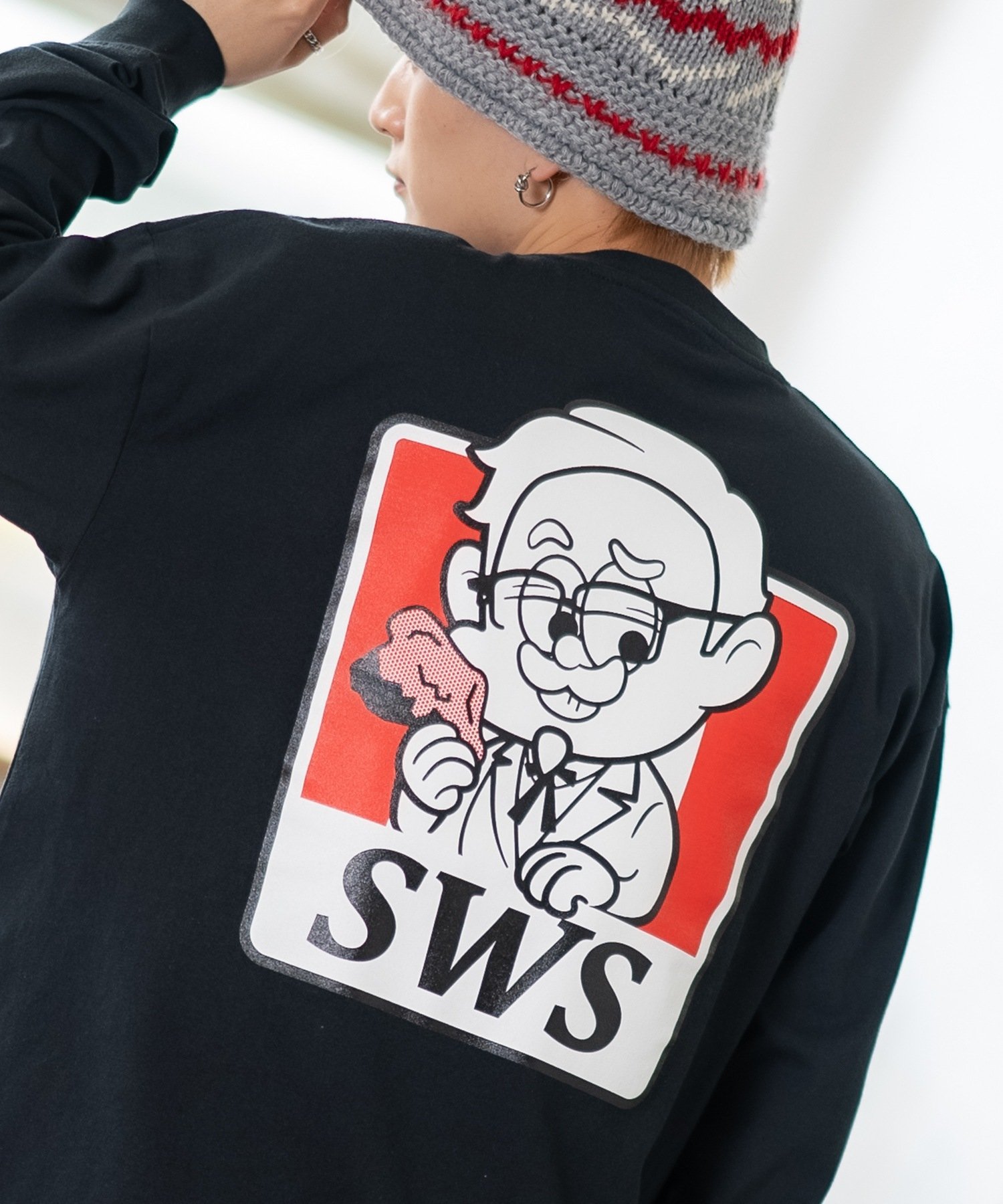 【SALE／53%OFF】SIDEWAY STANCE SIDEWAY STANCE サイドウェイスタンス オリジナルプリント SWSチキン 長袖Tシャツ インプローブス トップス カットソー・Tシャツ カーキグリーン ホワイト ブラック