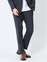 TAKA-Q 軽量 スリムフィット ノータックパンツ 千鳥紺 タカキュー スーツ・フォーマル スーツパンツ ネイビー【送料無料】