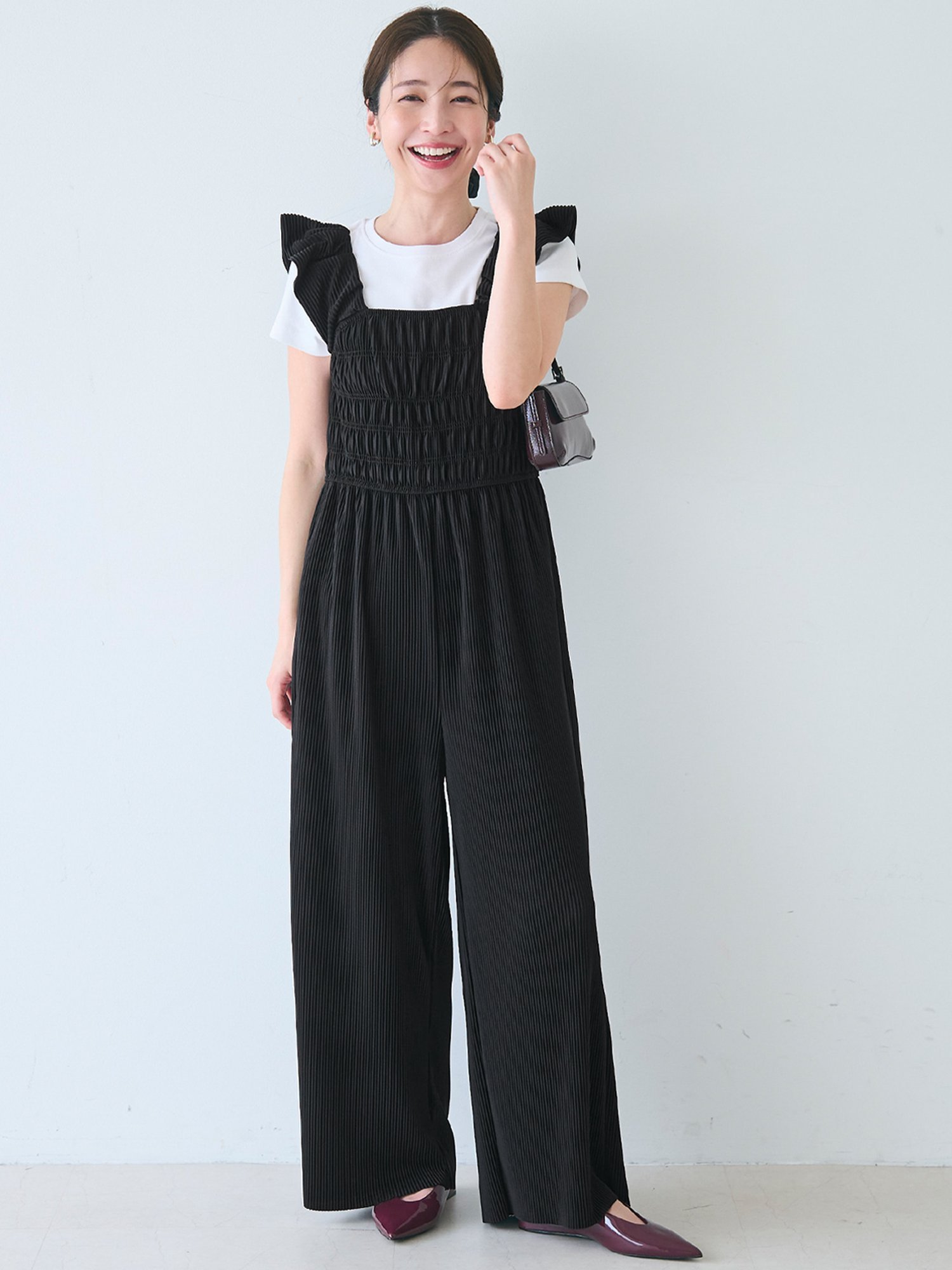 coca プリーツオールインワン コカ オールインワン・オーバーオール オールインワン・つなぎ ブラックのサムネイル