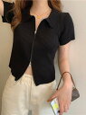 【SALE/19%OFF】LADY LIKE ダブルファスナー襟付きニット ディアベル トップス カーディガン ブラック ブルー グリーン パープル オレンジ レッド ホワイト