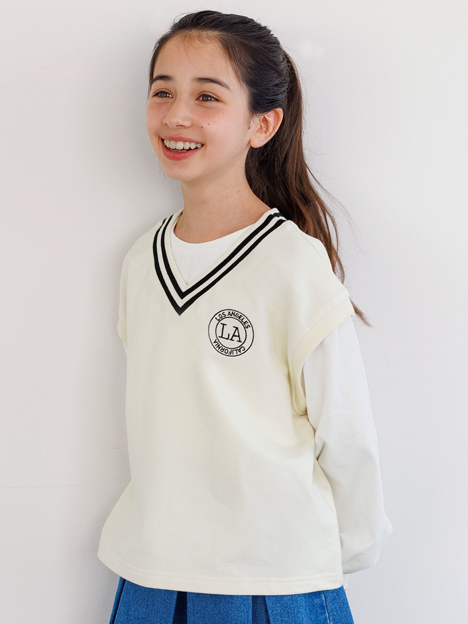 coca キッズ ベストレイヤードTシャツ コカ トップス カットソー・Tシャツ ホワイト ブラックのサムネイル