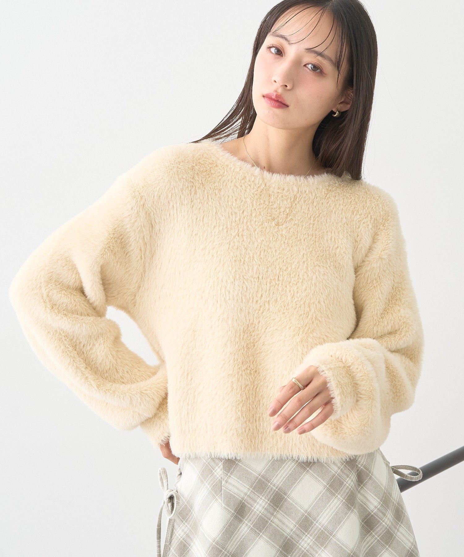 earth music&ecology Wフェイスシャギープルオーバー アースミュージック&エコロジー トップス ニット ブラウン ピンク ホワイト【送料無料】のサムネイル