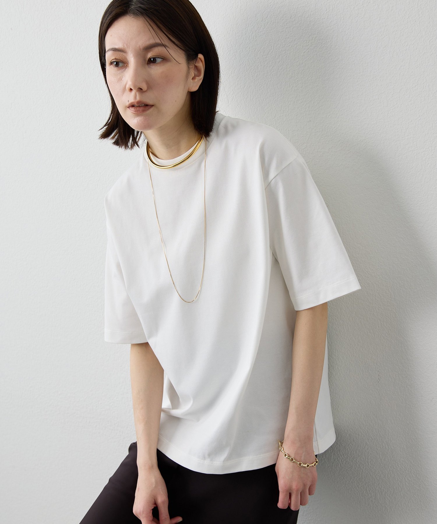 Whim Gazette 【Drawing Numbers】ハイツイストプレーンTシャツ ウィム ガゼット トップス カットソー Tシャツ ブラック ホワイト【送料無料】
